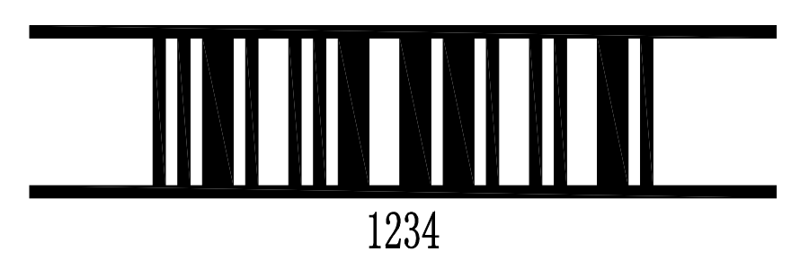 An Industrial 2 of 5 with vertical bearer Bars(top and bottom lines only)